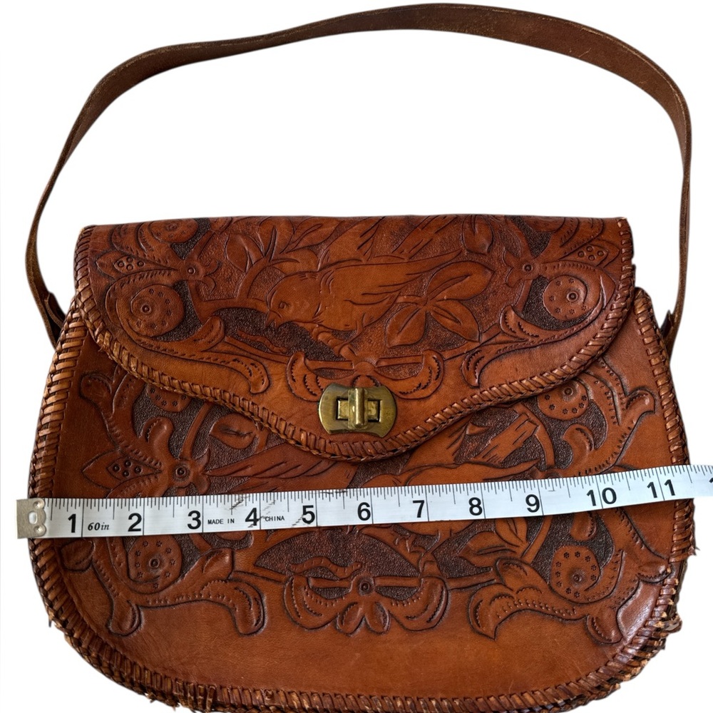 Vintage  Tooled Leather Shoulder Bag